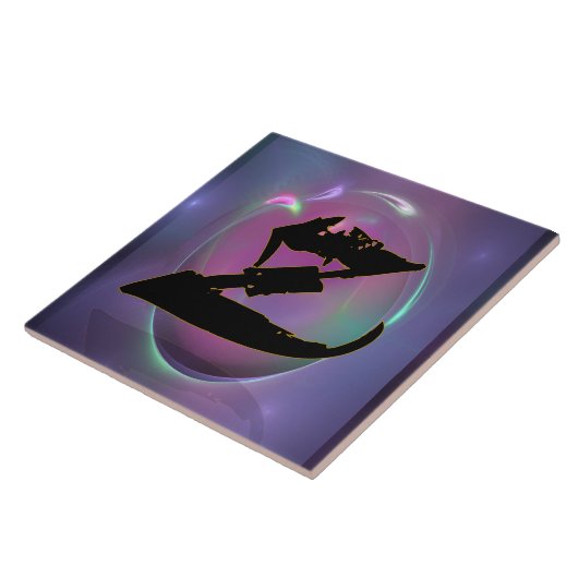 Calligraphic Z Initial Monogram Keramik Tile Fliese (Seite)