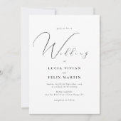 Calligraphie 3 Foto Black & White Wedding Einladung (Vorderseite)