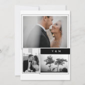 Calligraphie 3 Foto Black & White Wedding Einladung (Rückseite)