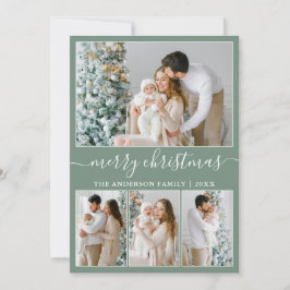 Calligraphie 4 Foto Frohe Weihnachtszeit Grün Feiertagskarte