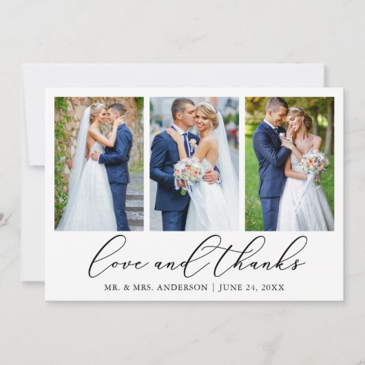 Calligraphie 4 Foto Liebe dank QR Code Hochzeit Dankeskarte (Vorderseite)