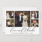 Calligraphie 6 Foto Liebe dank QR Code Hochzeit Dankeskarte (Vorderseite)