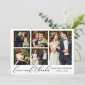 Calligraphie 6 Fotos Liebe dank QR Code Hochzeit Dankeskarte (Stehend Vorderseite)