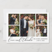 Calligraphie 6 Fotos QR Code Liebe Dank Hochzeit Dankeskarte (Vorderseite)