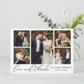 Calligraphie 6 Fotos QR Code Liebe Dank Hochzeit Dankeskarte (Stehend Vorderseite)