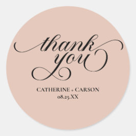 Calligraphie Beige Wedding Danke Stickers