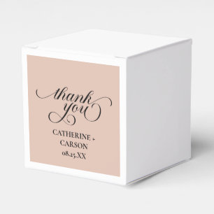 Calligraphie Beige Wedding Danke Stickers Geschenkschachtel