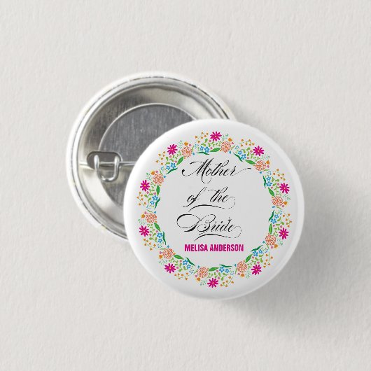 Calligraphie-Blumenmutter Button (Vorne & Hinten)