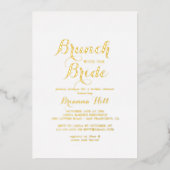 Calligraphie Brunch mit Bride Shower Gold Folieneinladung (Vorderseite)