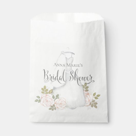 Calligraphie Candy Favors Brautparty Rosa Blütenbl Geschenktütchen (Vorderseite)