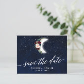 Calligraphie Celestial Floral Moon Save the Date Postkarte (Stehend Vorderseite)