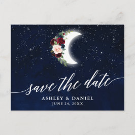 Calligraphie Celestial Floral Moon Save the Date Postkarte