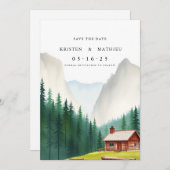 Calligraphie Editable Mountain Save The Date (Vorne/Hinten)