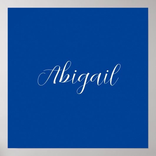 Calligraphie Eleganblau Schlichter einfacher Name Poster (Vorne)
