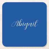 Calligraphie Eleganblau Schlichter einfacher Name Rechteckiger Pappuntersetzer (Vorderseite)