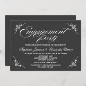 Calligraphie Elegance Graue Engagement Party Einladung (Vorne/Hinten)