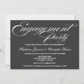 Calligraphie Elegance Graue Engagement Party Einladung (Vorderseite)