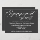 Calligraphie Elegance Graue Engagement Party Einladung (Vorne/Hinten)