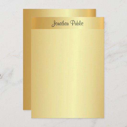 Calligraphie Elegangoldenes Template Script modern Mitteilungskarte (Vorne/Hinten)