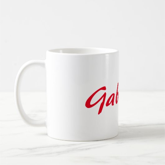 Calligraphie Eleganot White Schlicht Simple Name Kaffeetasse (Links)