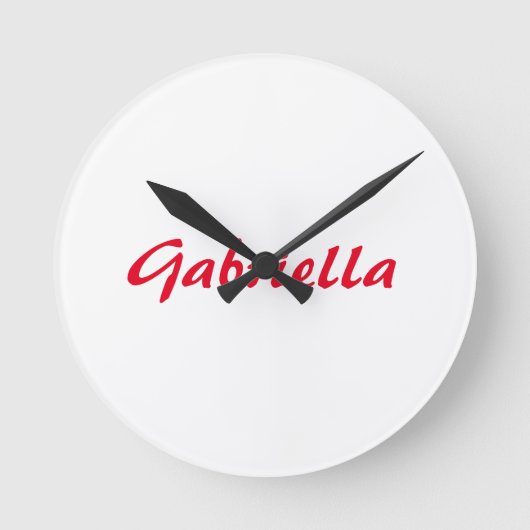 Calligraphie Eleganot White Schlicht Simple Name Runde Wanduhr (Vorderseite)