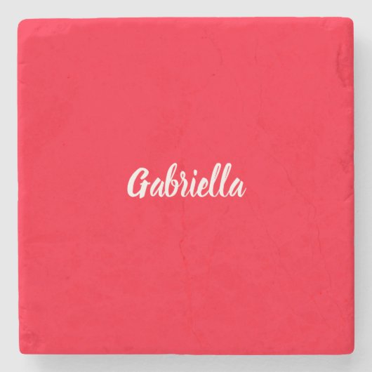 Calligraphie Eleganot White Schlicht Simple Name Steinuntersetzer (Vorderseite)