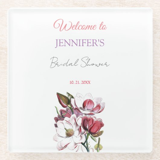 Calligraphie Elegant Begrüßung Brautparty Glasuntersetzer (Vorderseite)