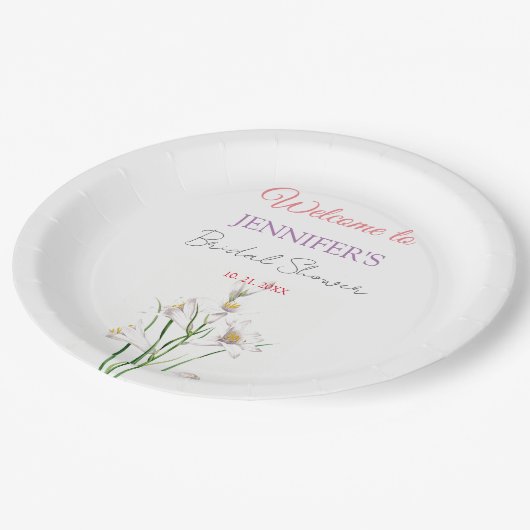 Calligraphie Elegant Begrüßung Brautparty Pappteller (Schrägansicht)