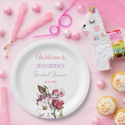 Calligraphie Elegant Begrüßung Brautparty Pappteller (Party)