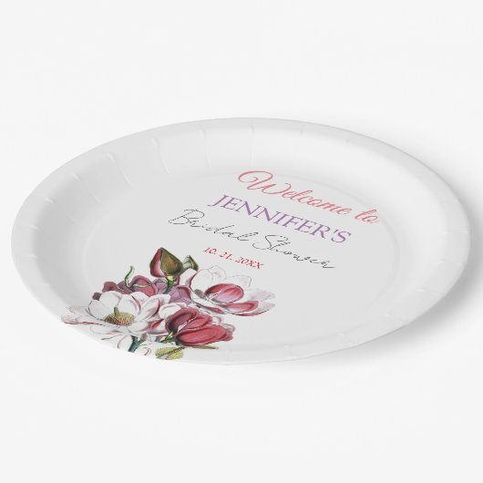 Calligraphie Elegant Begrüßung Brautparty Pappteller (Schrägansicht)