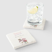 Calligraphie Elegant Begrüßung Brautparty Steinuntersetzer (Seitenansicht)