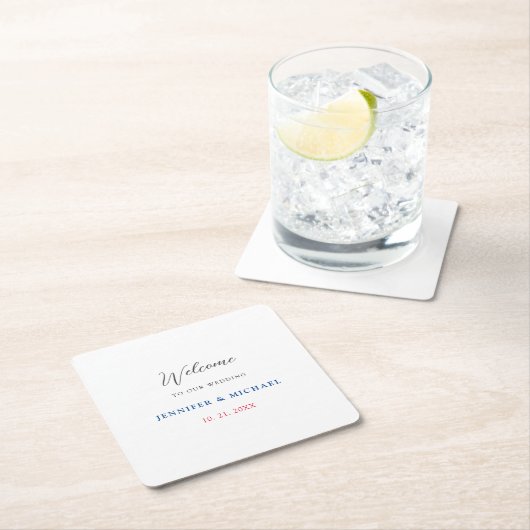 Calligraphie Elegant Black & White Begrüßung Rechteckiger Pappuntersetzer (Vor Ort)