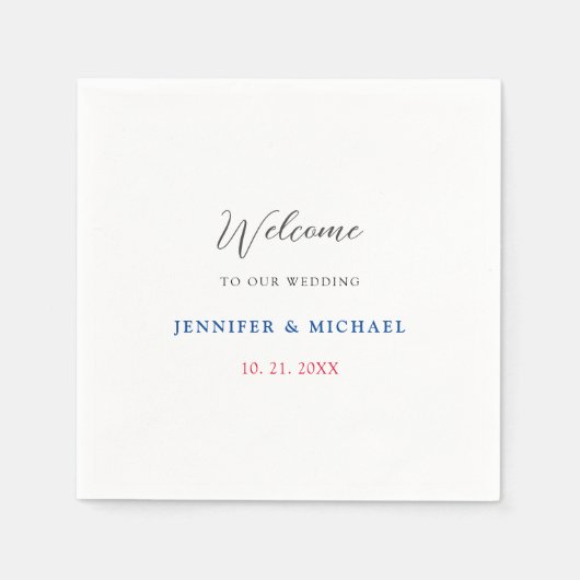 Calligraphie Elegant Black & White Begrüßung Serviette (Vorderseite)