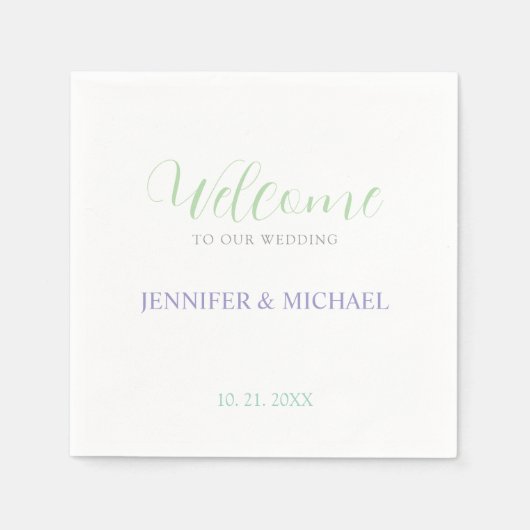 Calligraphie Elegant Black & White Begrüßung Serviette (Vorderseite)