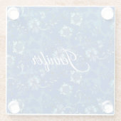Calligraphie Elegant Blauer Individuelle Name Glasuntersetzer (Rückseite)