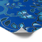 Calligraphie Elegant Blauer Individuelle Name Poster (Ecke)