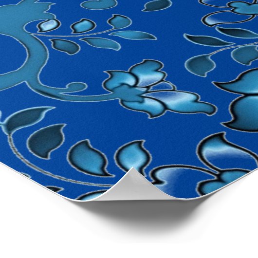 Calligraphie Elegant Blauer Individuelle Name Poster (Ecke)