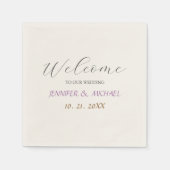 Calligraphie Elegant Ecru Farbe Begrüßung Serviette (Vorderseite)