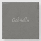 Calligraphie Elegant Grauer Schlichter einfacher N Steinuntersetzer (Vorderseite)