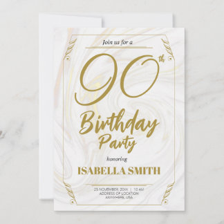 Calligraphie Elegant Moderne Gold 90. Geburtstag Einladung