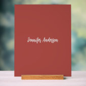 Calligraphie Elegant Personalisiert Brick Red Acrylschild (Neutral)