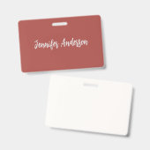 Calligraphie Elegant Personalisiert Brick Red Ausweis (Vorder- & Rückseite)