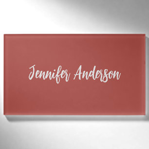 Calligraphie Elegant Personalisiert Brick Red Namenschild