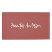 Calligraphie Elegant Personalisiert Brick Red Namenschild (Vorderseite)