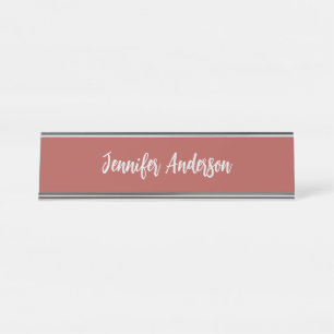 Calligraphie Elegant Personalisiert Brick Red Schreibtischnamensplakette