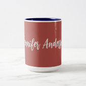 Calligraphie Elegant Personalisiert Brick Red Zweifarbige Tasse (Mittel)