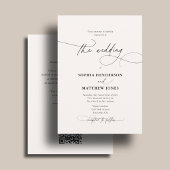 Calligraphie Elegant QR Code Elfenbeinhochzeit Einladung