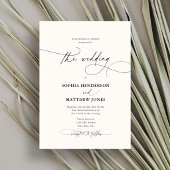 Calligraphie Elegant QR Code Elfenbeinhochzeit Einladung