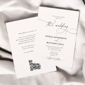 Calligraphie Elegant QR Code Elfenbeinhochzeit Einladung