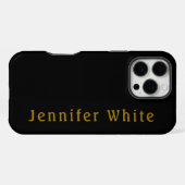 Calligraphie Elegant Retro Gold & Black Name iPhone Hülle (Rückseite (Horizontal))